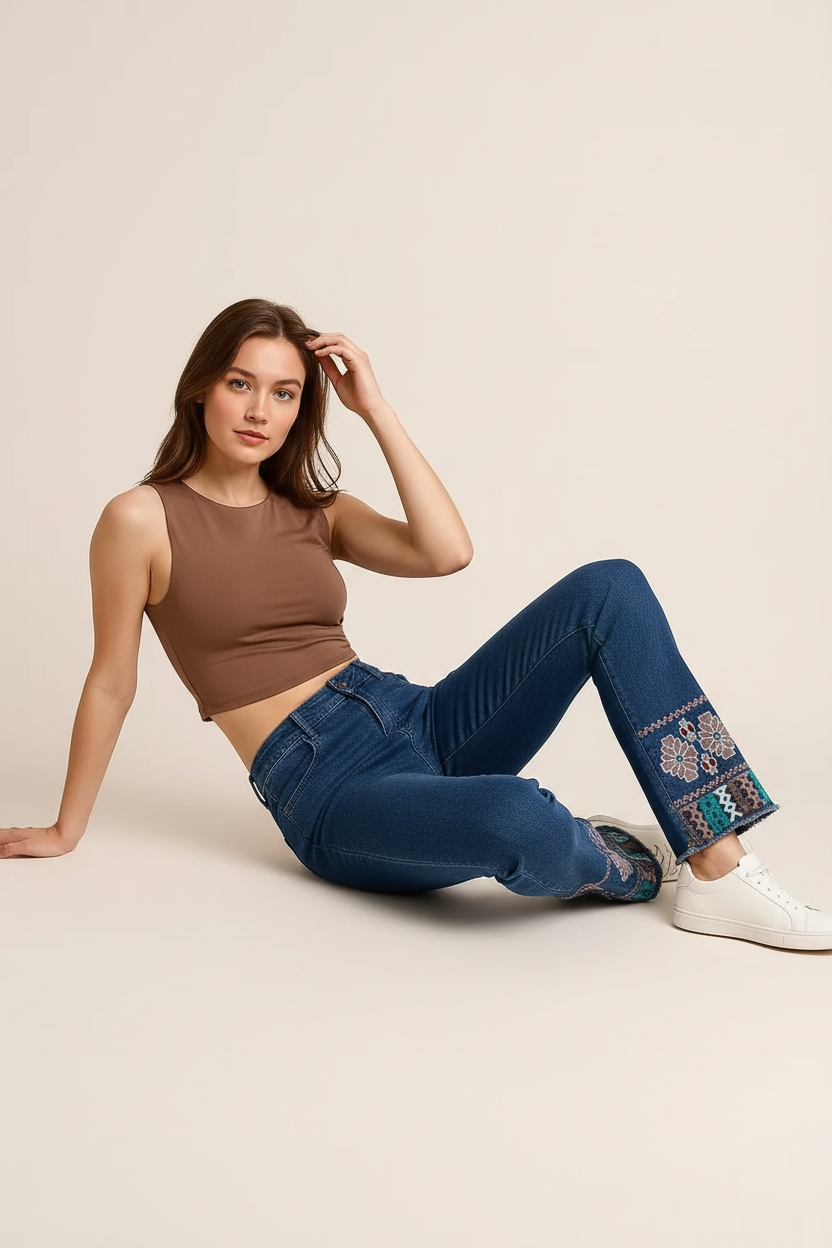 Embroidered Bootcut Jeans