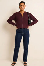 Zip Up Long Sleeve Cardigan