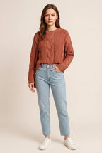 Cable-Knit Chunky Fit Slouchy Textured Sweater