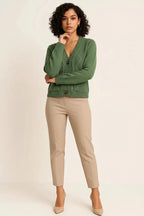 Cable-Knit Button Down V-Neck Cardigan