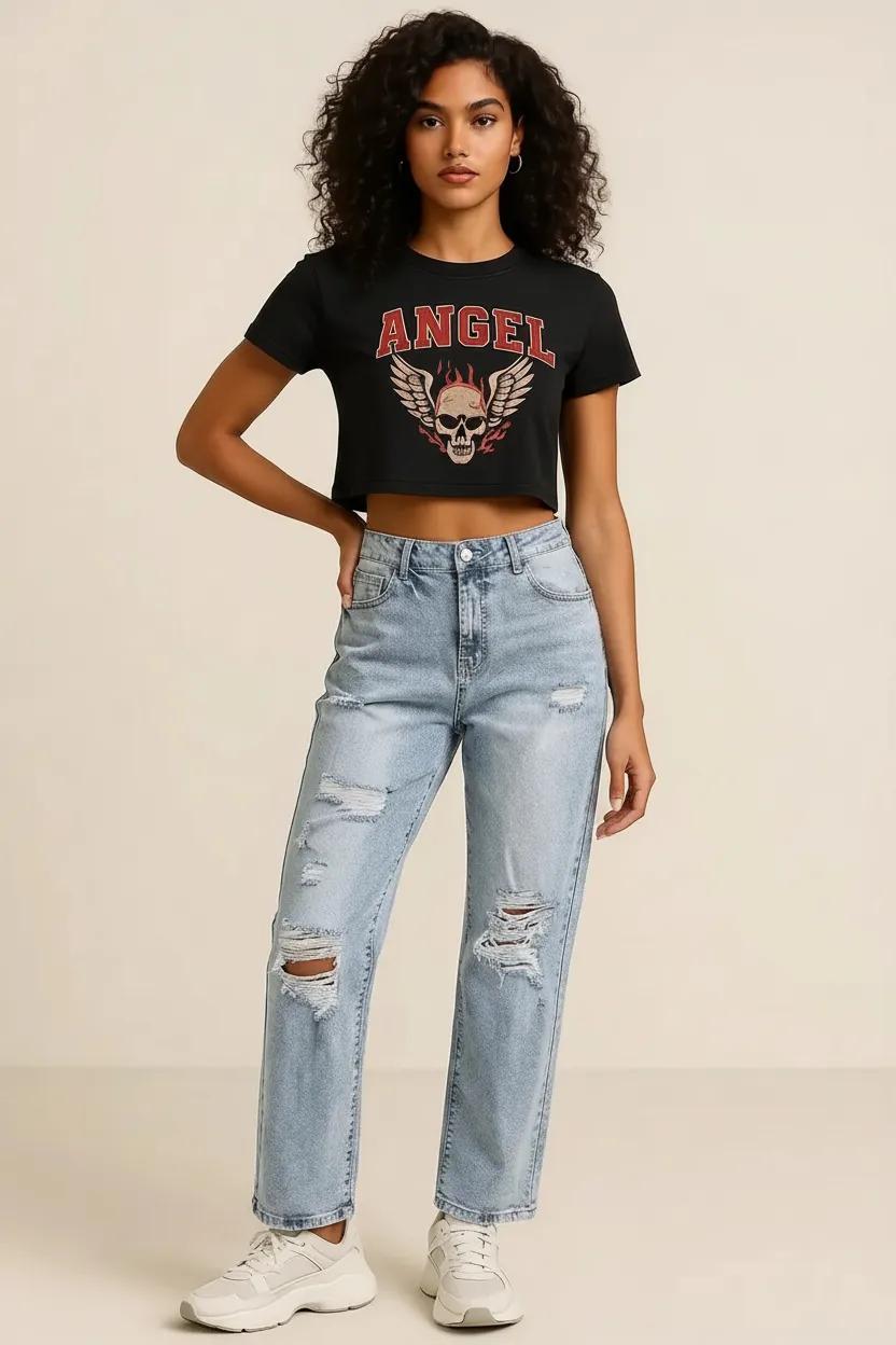 Distressed High Waist Jeans