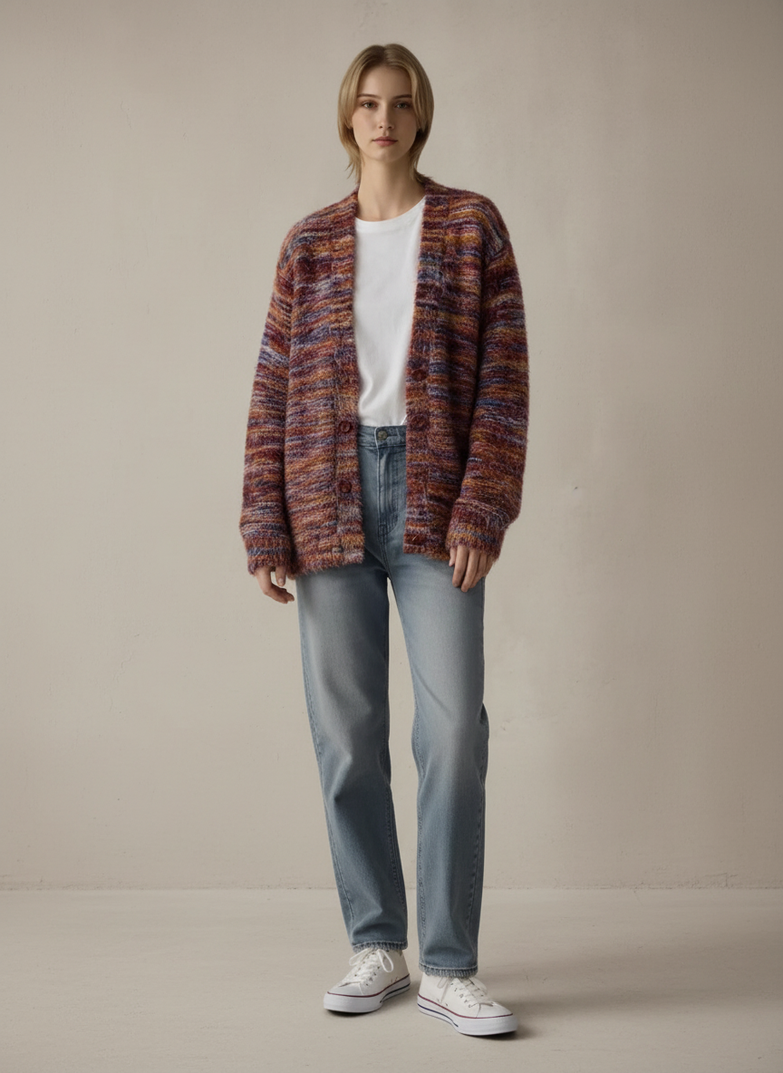 Roseh Textured Knit Button-Down Cardigan