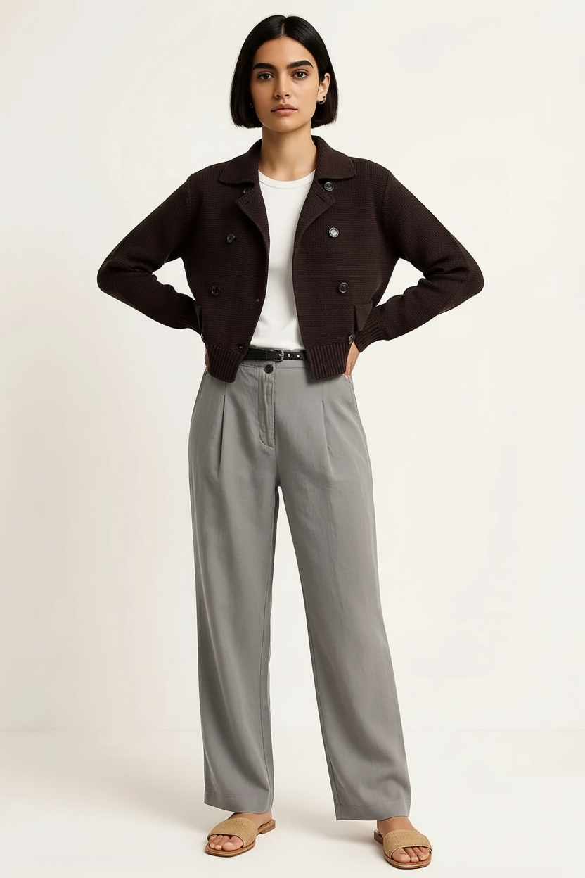 Double-Breasted Knit Cardigan