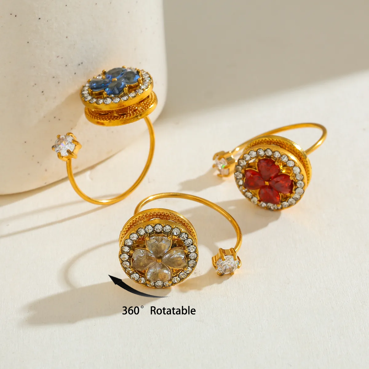 Rotating Calm Spinner Flower Ring