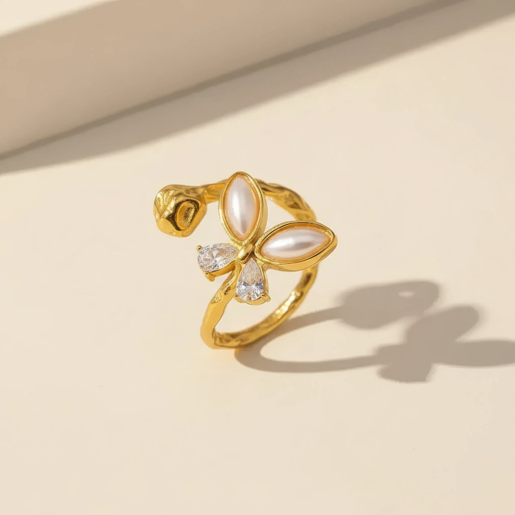 Geometric Butterfly Open Ring