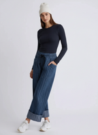 Striped Wide-Leg Jeans