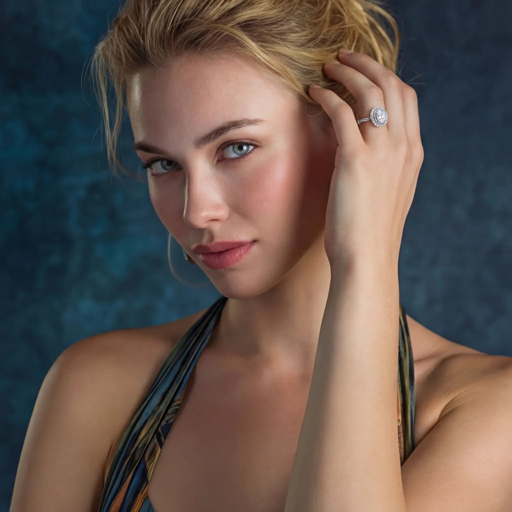Double Halo Promise Moissanite Ring