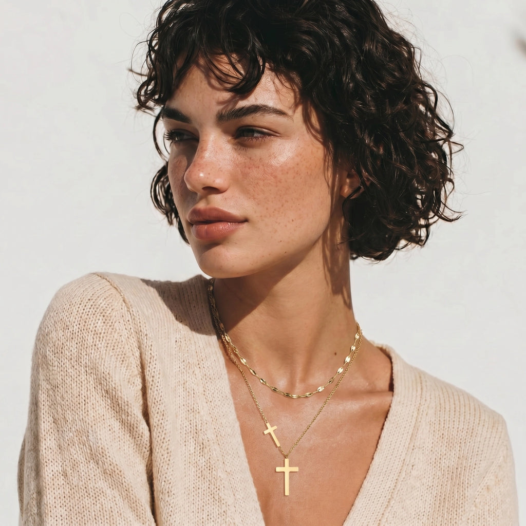 Divine Layers Cross Necklace Set