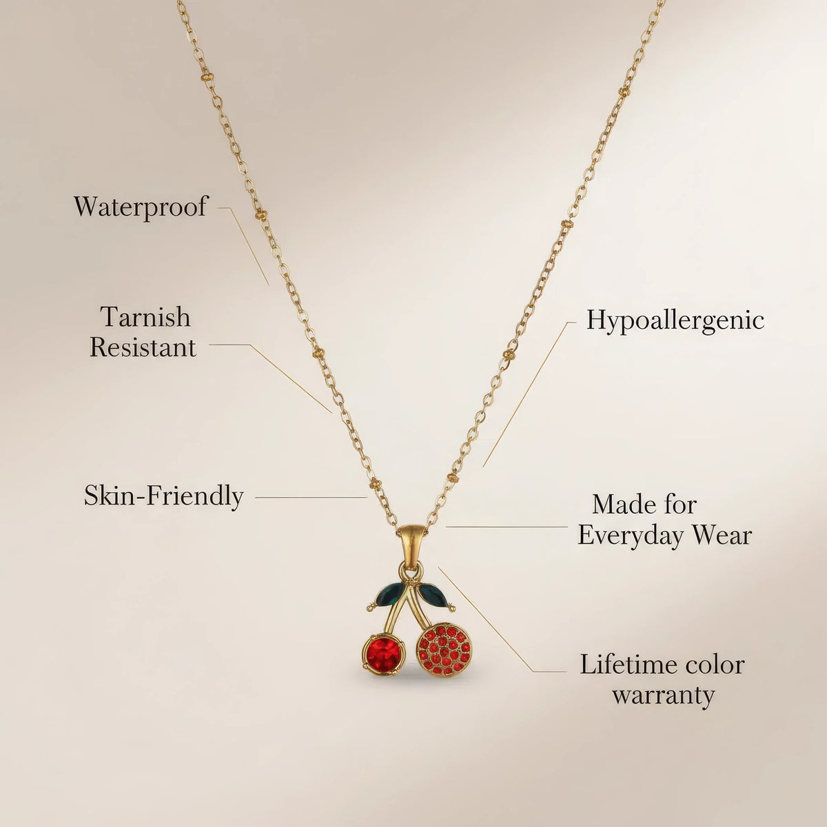 Cherry Rhinestone Necklace Large