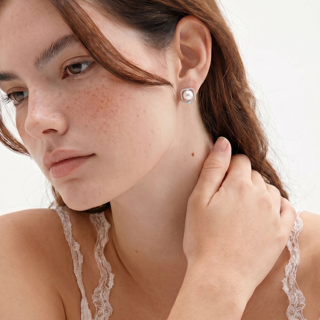 Pearl Halo Studs