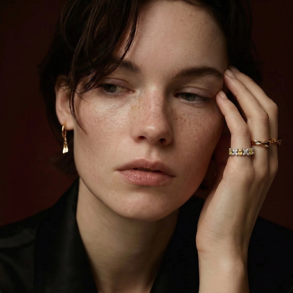 Chain Link Crystal Ring