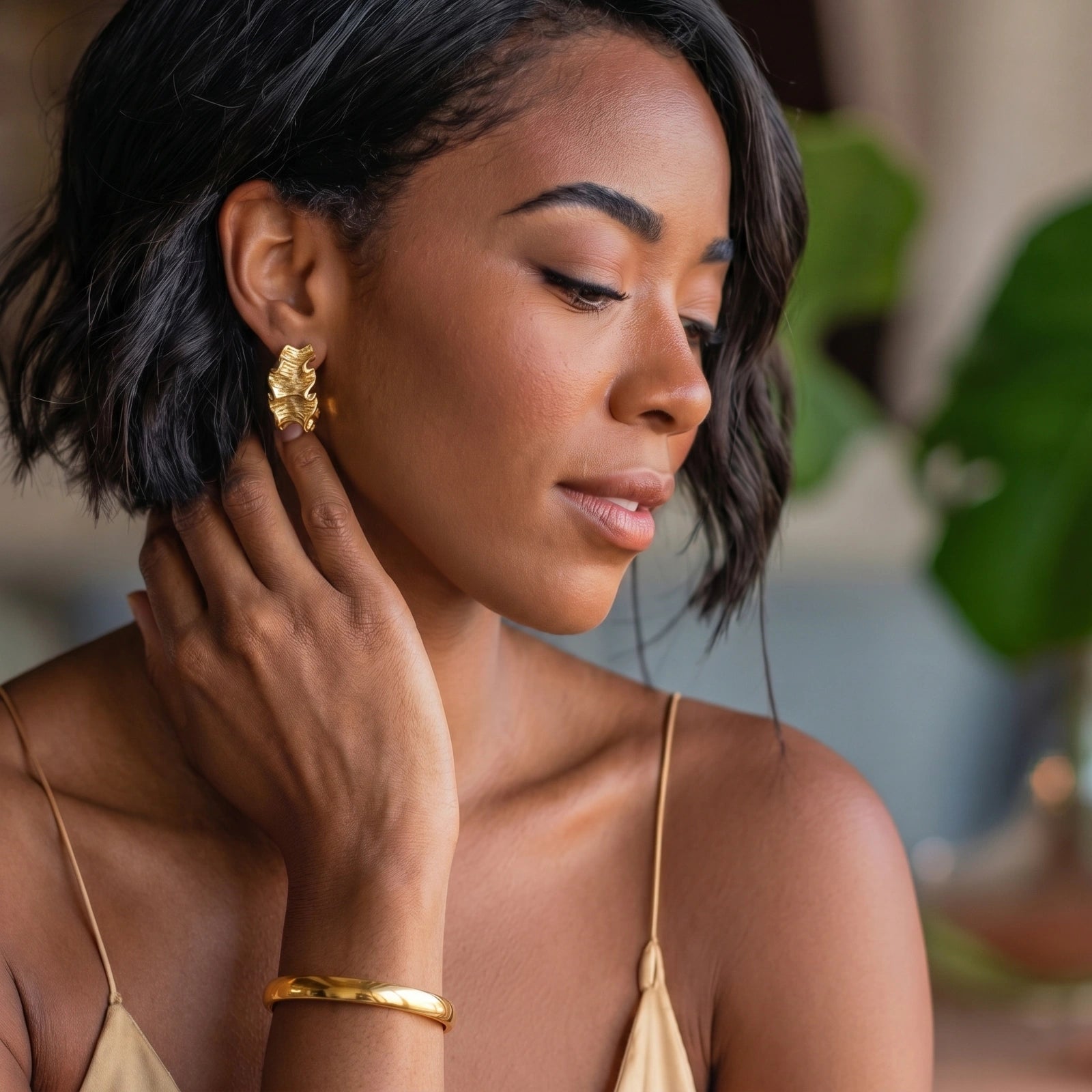 Sculptural Wave Hoops