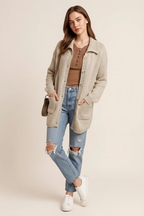 Button-Up Cardigan with Pockets
