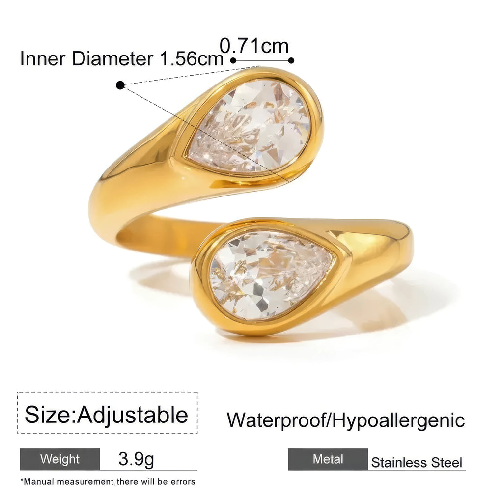 Geometric Waterdrop Open Ring