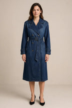 Button Up Long Sleeve Longline Denim Jacket