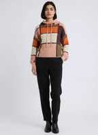 Drawstring Color Block Mock Neck Sweater