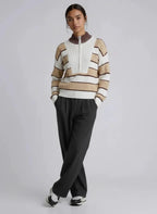 Stripe Half Zip Drop Shoulder Sweater