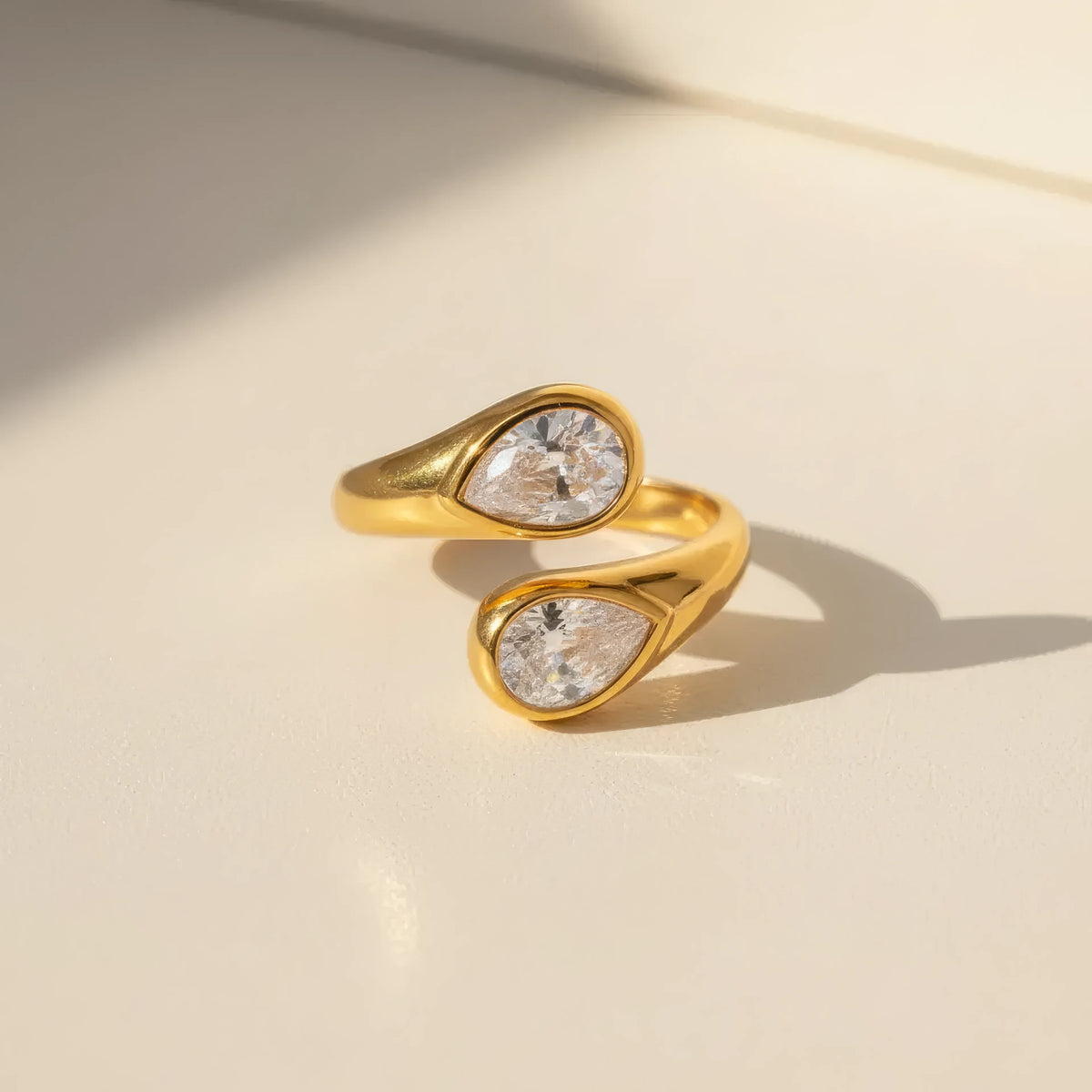 Geometric Waterdrop Open Ring