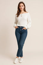One Shoulder Ribbed Knit Sweater