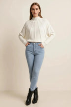 Mock Neck Ribbed Long Sleeve Sweater