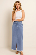 Slit Asymmetrical Waist Denim Skirt