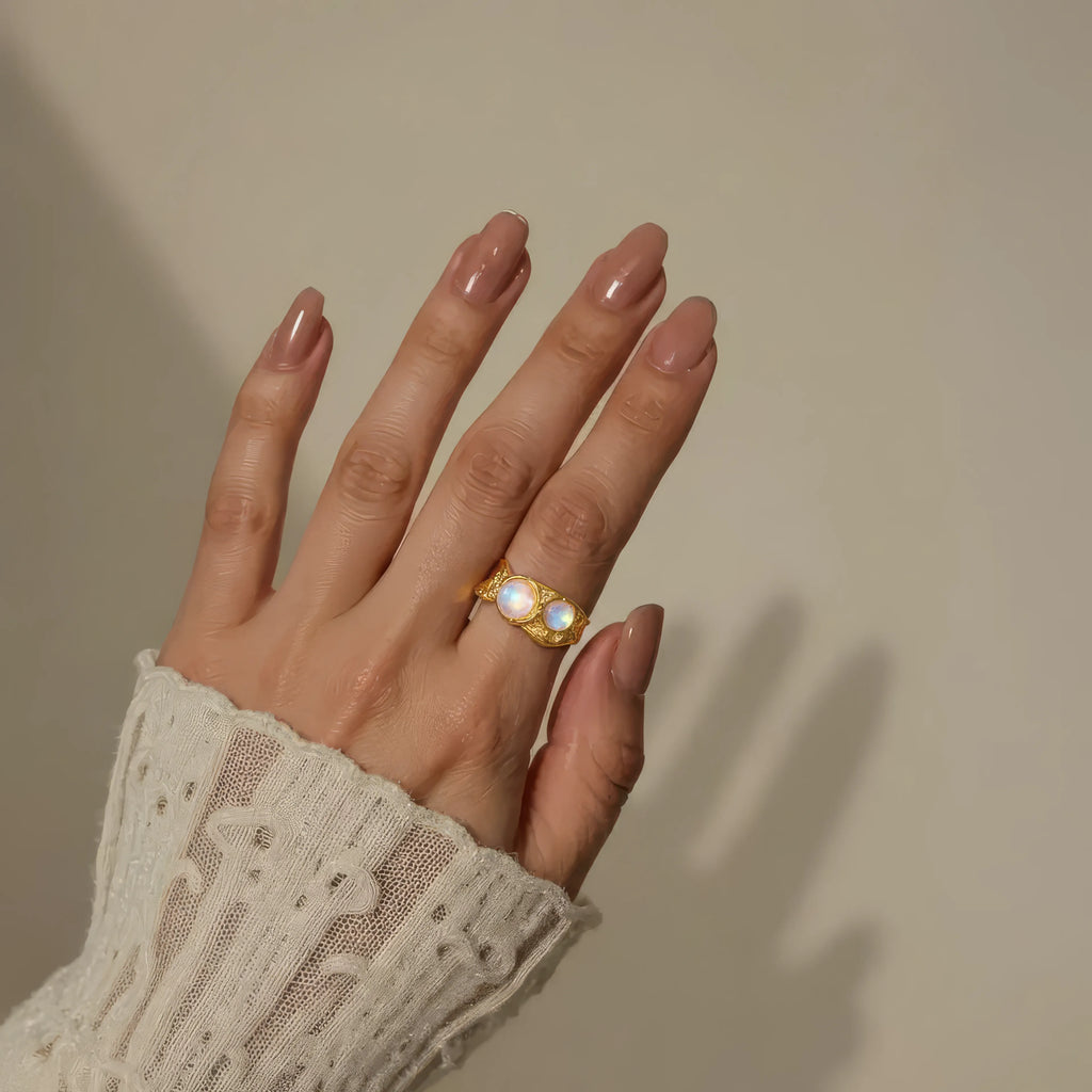 French Moonstone Open Ring