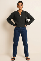 Zip Up Long Sleeve Cardigan