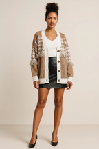 Roseh Fringe Trim Button-Up Cardigan