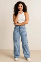 Bowknot Decor Cargo Jeans