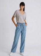 Drawstring High Waist Jeans with Pockets