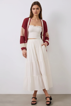 Contrast Button Up Long Sleeve Cardigan