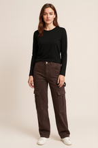 Buttoned High Waist Loose Fit Jeans