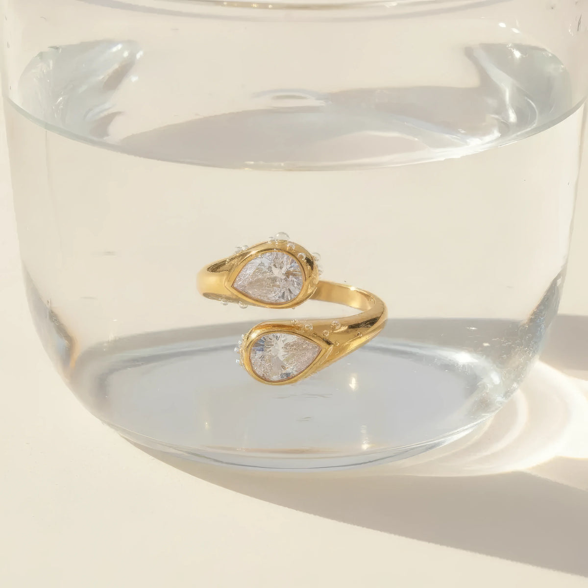 Geometric Waterdrop Open Ring