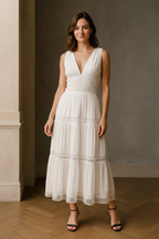 Tiered V-Neck Sleeveless Maxi Dress