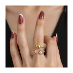 Geometric Zircon Open Ring