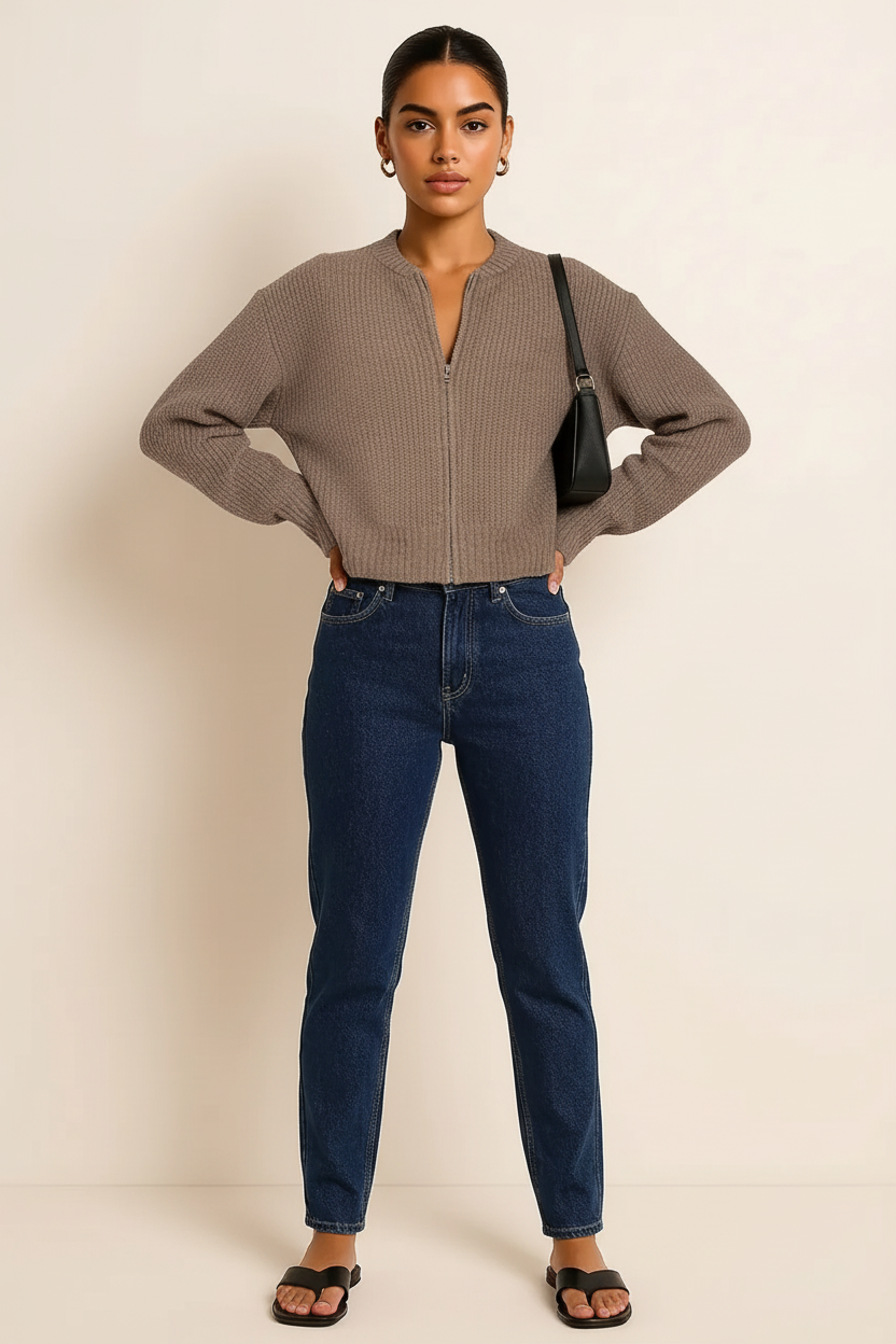 Zip Up Long Sleeve Cardigan