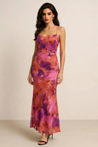 Cutout Printed Cami Maxi Dress