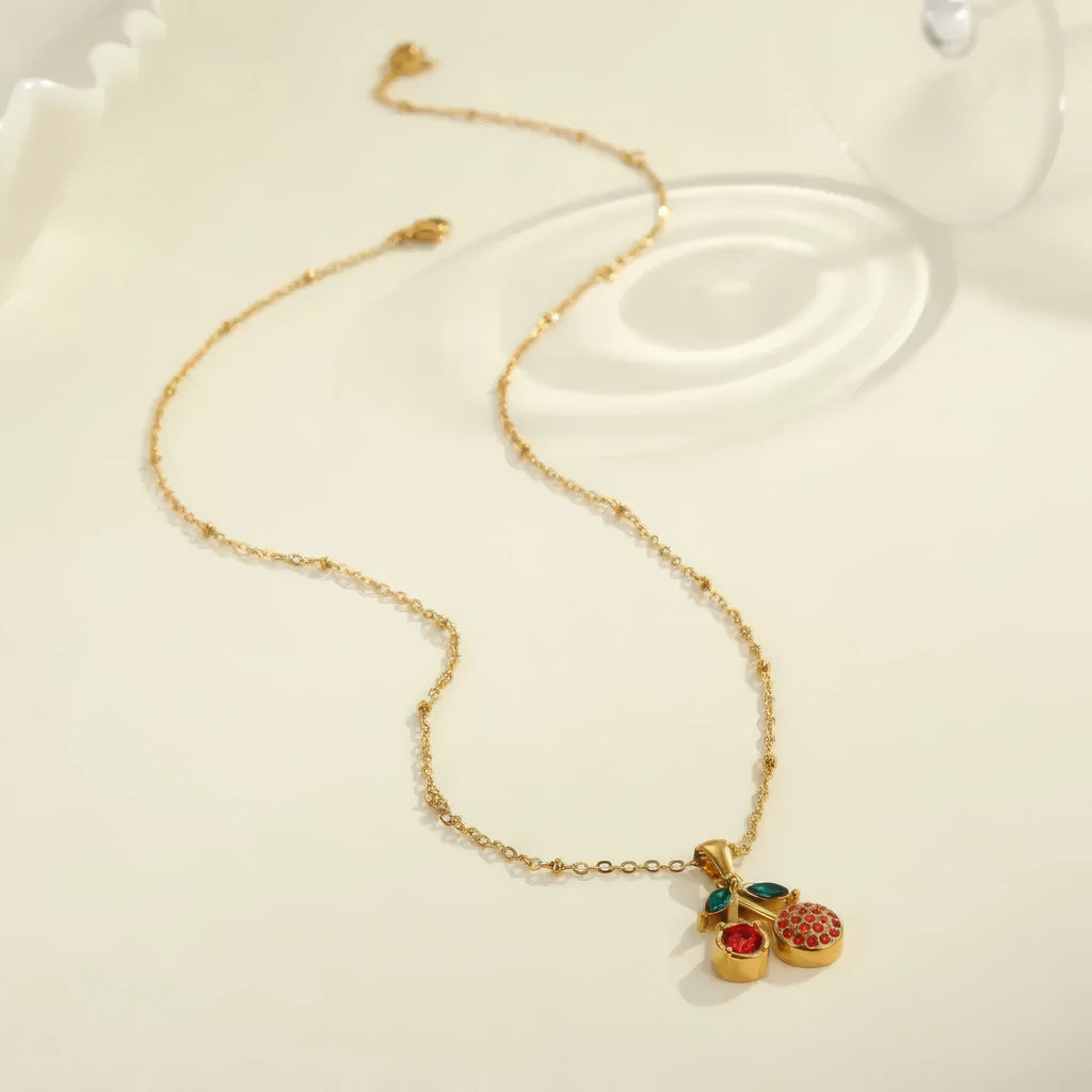Cherry Rhinestone Necklace Large