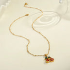 Cherry Rhinestone Necklace Large