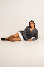 Peachy Wash V-Neck Long Sleeve Sweater