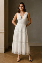Tiered V-Neck Sleeveless Maxi Dress