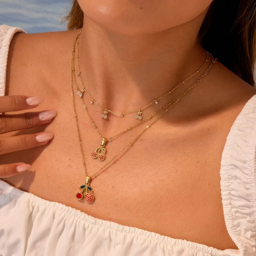 Diamond Cherry Rhinestone Necklace