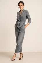 Long Sleeve Top and Wide Leg Jeans Denim Set