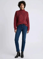 Heathered Turtleneck Dropped Shoulder Sweater