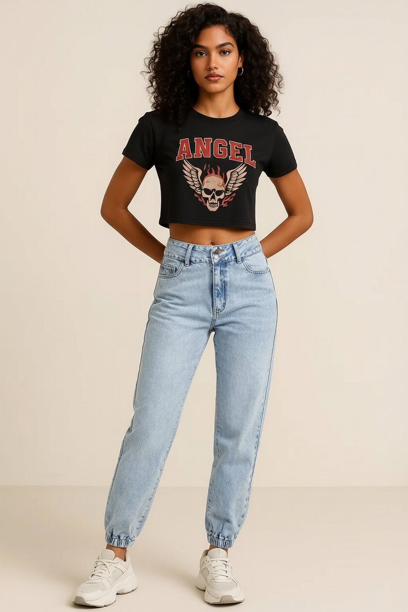 High Waist Jeans with Pockets