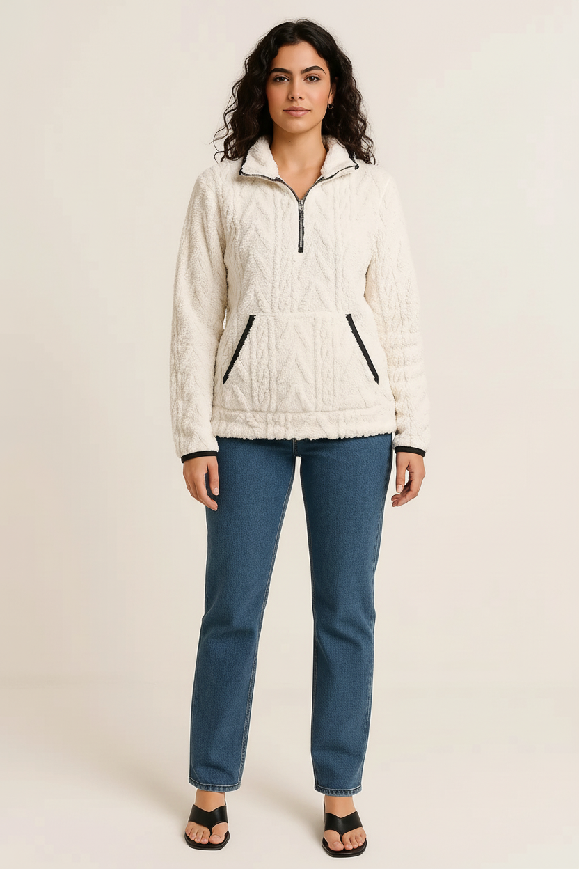 Roseh Full Size Fleece Half Zip Sweatshirt