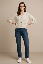 Cable Knit Button-Up Cardigan
