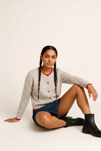 Peachy Contrast Trim Button Up Cardigan
