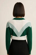 Roseh Color Block Button Detail Sweater
