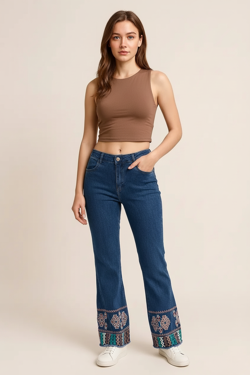 Embroidered Bootcut Jeans